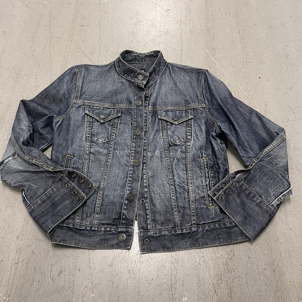 GAP Denim Jean Jacket Distressed Faded Blue Women's XL Casual Outerwear Vintage